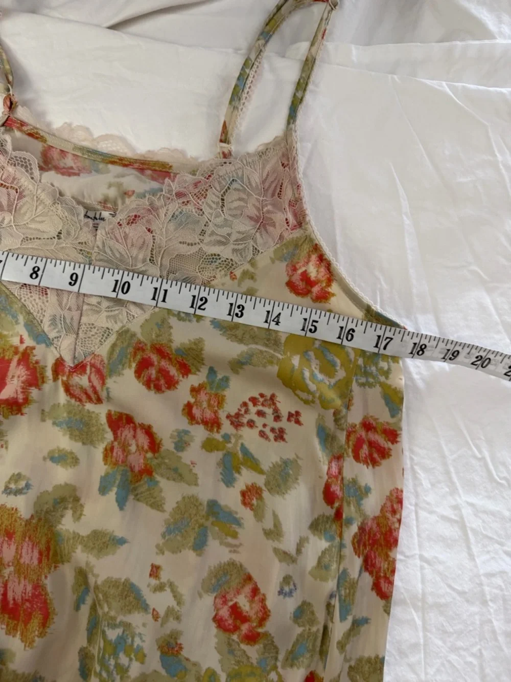 FREE PEOPLE‎ First Date Slip Dress Floral Lace Satin Cream S